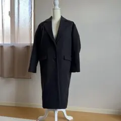 ダークグレー チェスターコート ウール混紡