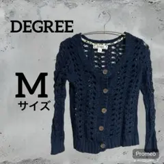DEGREE ネイビー レース編みカーディガン M カジュアル　輸入古着　長袖