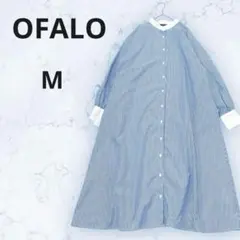 ＊オファロ＊ストライプ柄 ロングシャツワンピース 綺麗め 白襟 ボリューム袖