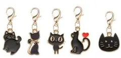 ✿ 黒猫 合金チャーム 5個セット ✿