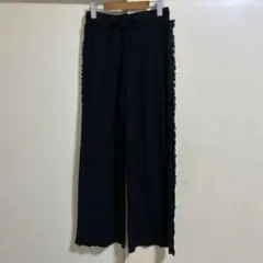 ★☆MONO-MART☆サイドフリンジ ワイドストレート リブニットパンツ