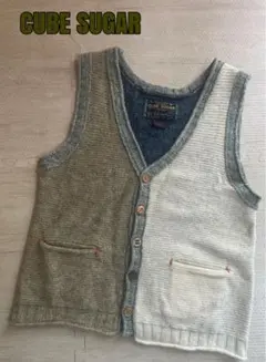 CUBE SUGAR 3色使いニットベスト　ウール混