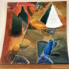 油絵キュビズム赤い少女ファッションデザイナー新見久志作