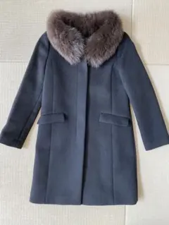 UNITED ARROWS ブラック ロングコート ファー付き