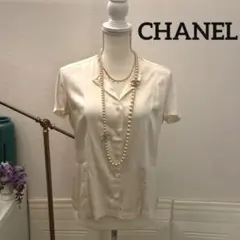 【CHANEL】シャネル シルク シェルボタン ブラウス ココマーク　Mのサムネイル