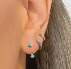 ꧁ターコイズブルーのピアス　3ペア(6点)セット꧂ 何通りもお楽しみ頂けます！