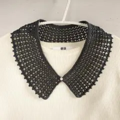 レースで彩るメロン模様の付け襟【ソフトブラック3】