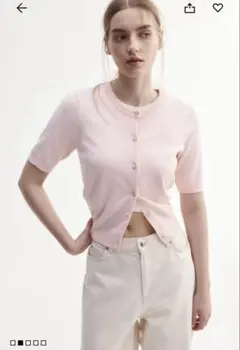 H&M 半袖カーディガン ライトピンク