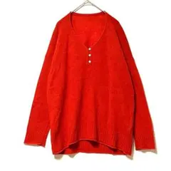 2871 サマンサモスモス ニットセーター ヘンリーネック ウール M オレンジ