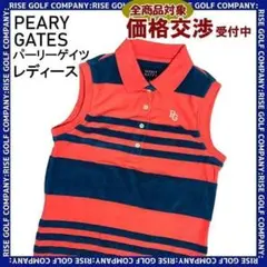 パーリーゲイツ ノースリーブ ポロシャツ パイルボーダー柄 ピンク系 00