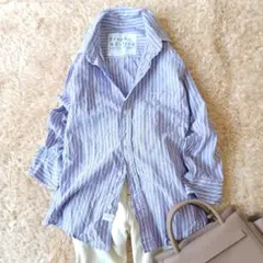 ✨美品✨フランクアンドアイリーン リネン100% ストライプスキッパー
