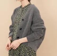 アダムエロペ　☆ラム ウール　コクーンニットカーディガン 　グレー　F