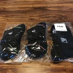 ダンロップ＊FILA ブラックソックス 3足セット 23-25cm
