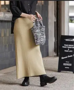OPAQUEリブニットスカート　ベージュ