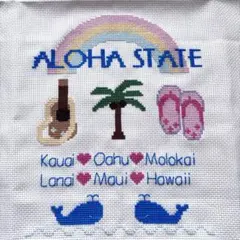 ★完成品★【ハンドメイド】ハワイアン　クロスステッチ　刺繍　ハワイ