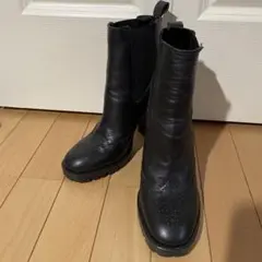 ZARA サイドゴアブーツ ブラック レザー 厚底　38