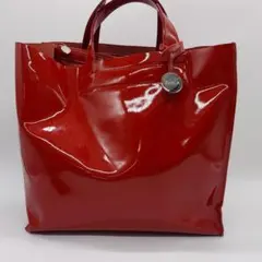 良品　フルラ　トートバッグ　赤　エナメルのサムネイル