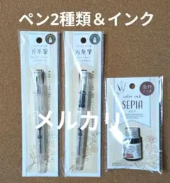 【万年筆2種類＆セピアインク】万年筆　インク　キャンドゥ　まとめ売り