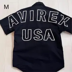 【美品】AVIREX バックプリント ワークシャツ M 黒のサムネイル