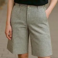 美品 Comicky ハーフパンツ Mサイズ 水色 チェック柄 ベルトループ