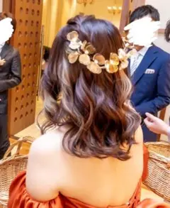 ゴールド　ヘアアクセサリー　イヤリング 結婚式　髪飾り 着物　ウェディング