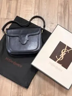 【美品/箱・袋付】YSL ショルダーバッグ カサンドラロゴ キャビアスキン 黒のサムネイル