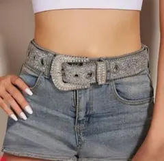 ウエスタンベルトギラギラY2K シルバーアメカジレディース新品