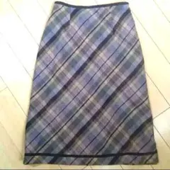 昭和レトロ古着 チェック柄ミモレ丈スカート 秋冬