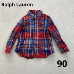 ✨極美品✨ラルフローレン/長袖シャツ/ボタンダウン/マルチカラー/90cm