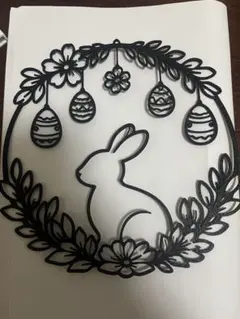 イースター うさぎリース 壁飾り 3Dプリント　ウォールデコ 玄関飾り