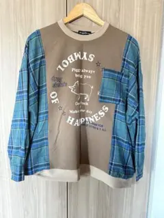 drug stores キャラクター チェック柄切替長袖Ｔシャツ　サイズ3