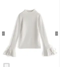 GRL レーススリーブリボンリブニットトップス