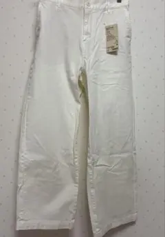 MUJI ワイドパンツ 縦横ストレッチ チノ　白