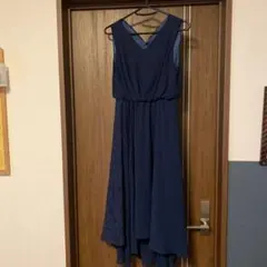 値下‼️ネイビーフォーマルドレス Vネック ノースリーブ