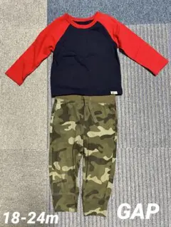 GAP 長袖カットソー&カモフラデザインパンツ上下セット 18-24m