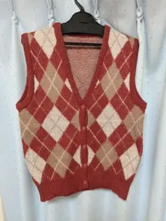 ダイヤモンド模様 ニットベスト