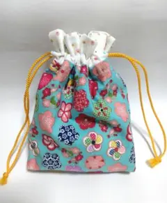 和花柄✿巾着袋（リバーシブル）