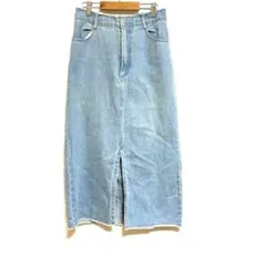 【ローリーズファーム】デニムタイトスカート ダメージ加工 スリット 綿100%