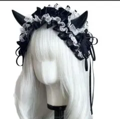 【小悪魔風】カチューシャ 角 ヘッドドレス 白黒 コスプレ ゴスロリ パーティー
