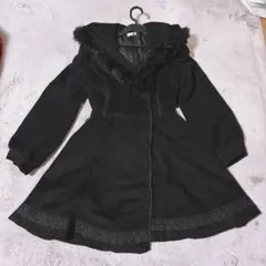 axes femme フード付きコート　黒　M