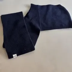 /nlNE. ネイビー リブ編みマフラーと帽子セット