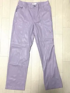 Bershka ラベンダー レザースリムフィット パンツ