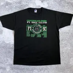 90s USA製 ラッセルアスレティック 発泡プリント Tシャツ 黒 XL