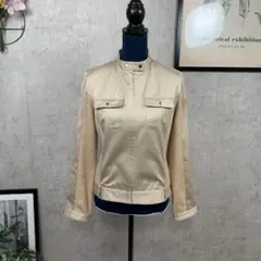 【美品古着】ヘンリーコットンズ ブルゾン L ベージュ 無地 長袖 レディース