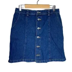 コルザ　ミニスカート　デニムスカート　全ボタン　フェミニン　部分ウエストゴム