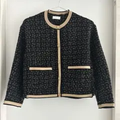 極美品 ボールジィ ニットコンビツイードクルーネックジャケット