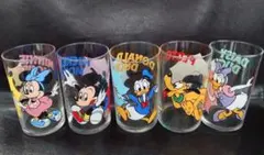 【レトロ】Disneyグラスセット5個セット 中古品