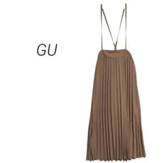 【ジーユー】プリーツサスペンダー付きスカート サロペットスカート ブラウン М