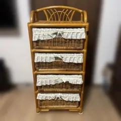 ナチュラルラタン 4段チェスト