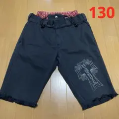 再値下げ☆レア☆希少☆ヒステリックミニ 黒のフリンジ裾ハーフパンツ 130